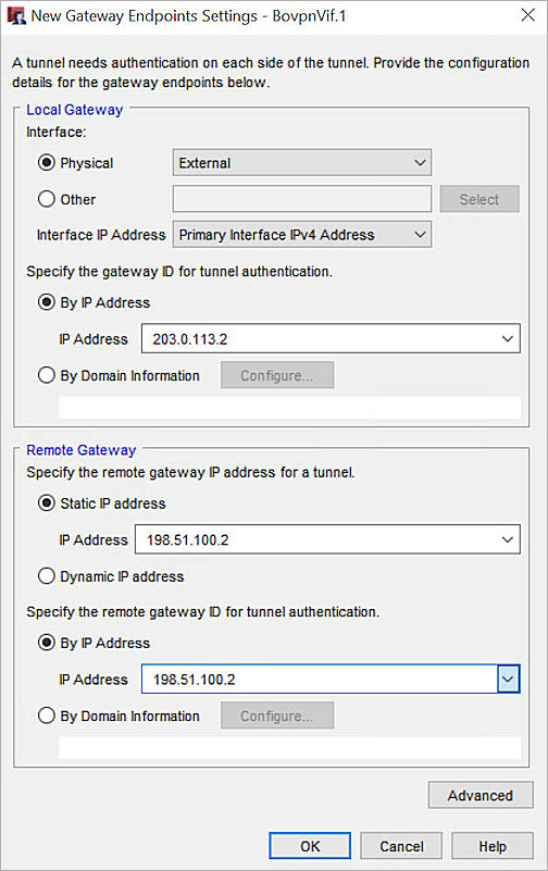 Screen shot of the BOVPN virtual interfaces list